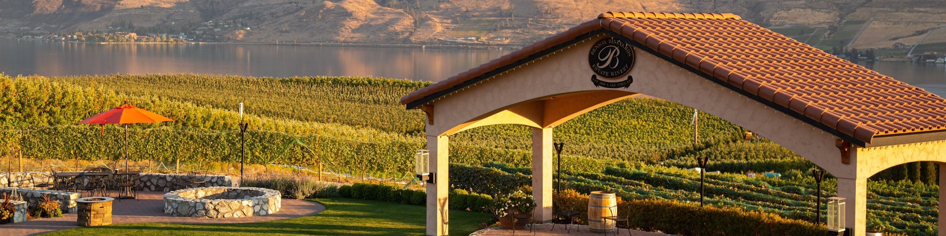 Benson Vineyards Estate Winery which includes landscape views, a park and a sunset