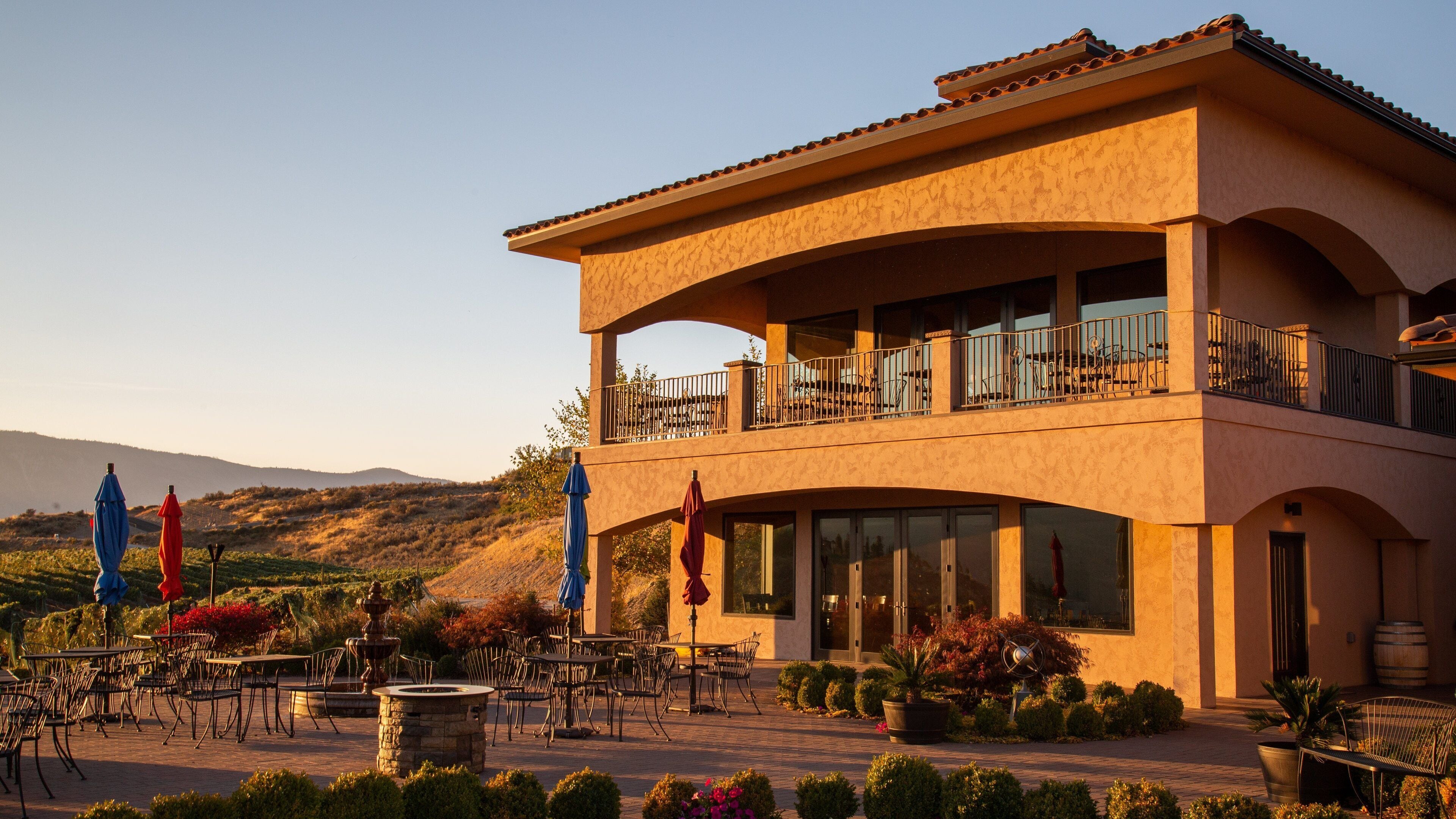 Benson Vineyards Estate Winery which includes a park and a sunset