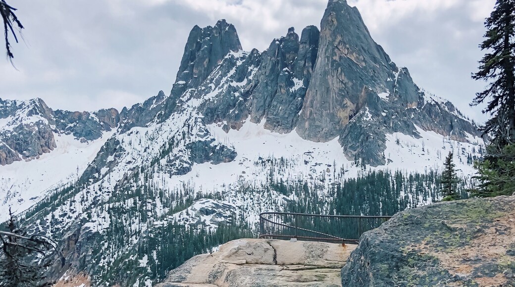 Beautiful mountain peaks seen from the Washington Pass Overlook in North Cascades National Park.