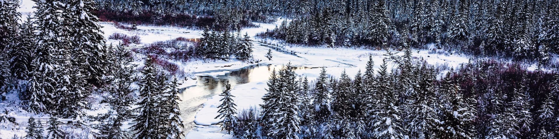 Beautiful winter landscape of the Columbia River valley from a viewpoint; Fairmont Hot Springs, British Columbia, Canada