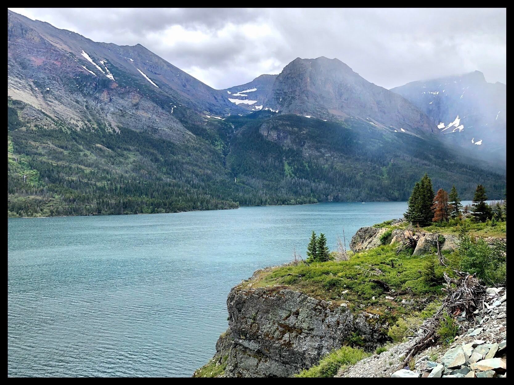 Saint Mary Lake in Glacier National Park along the Going-to-the-Sun Road (closed in Winters). (June 2019)