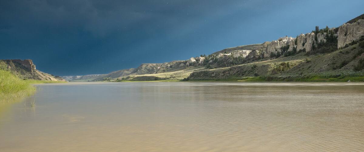 Storm clouds over the Missouri River, white cliffs Montana