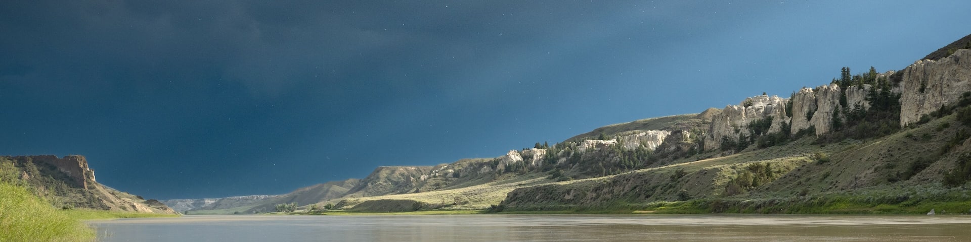 Storm clouds over the Missouri River, white cliffs Montana