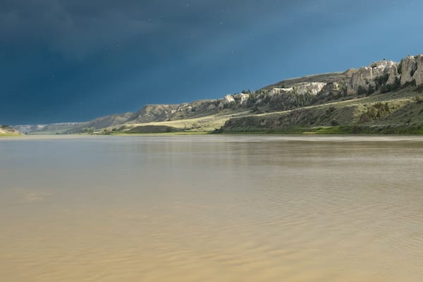 Storm clouds over the Missouri River, white cliffs Montana