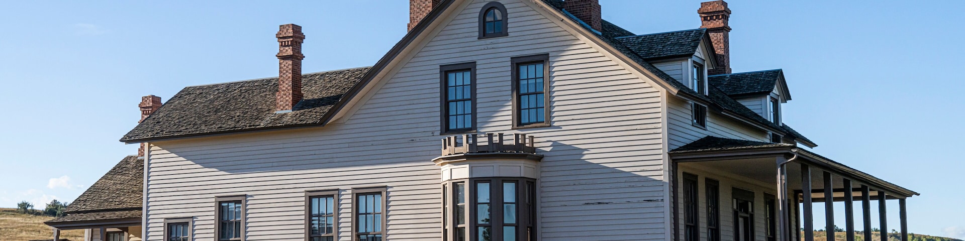 Abraham Lincoln State Park, Mandan North Dakota, barracks, Mandan On-A-Slant Indian Village, and reconstructed military buildings including the Custer House.