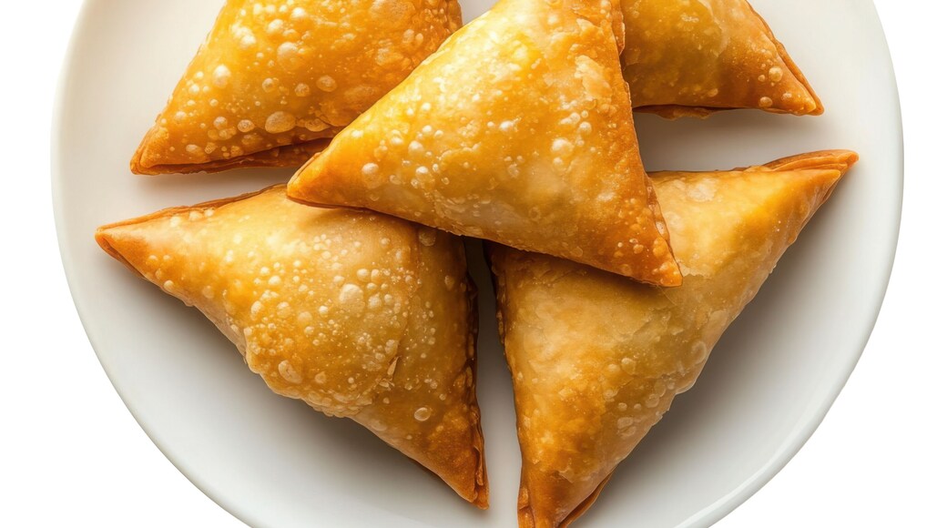 Golden Samosas on a Plate – Crispy Indian Snack