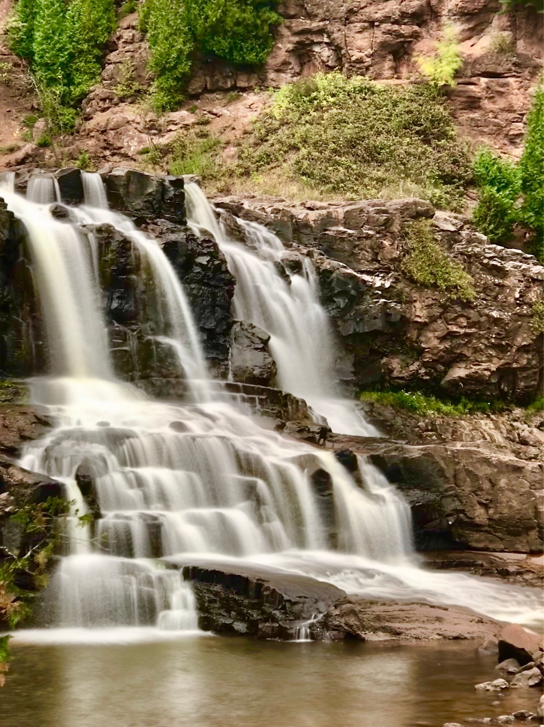 Gooseberry Falls State Park is located on the North Shore of Lake Superior just north of Two Harbors, MN.  Easy access from US Hwy 61.  Photo taken with iPhone 7 Plus long exposure.
