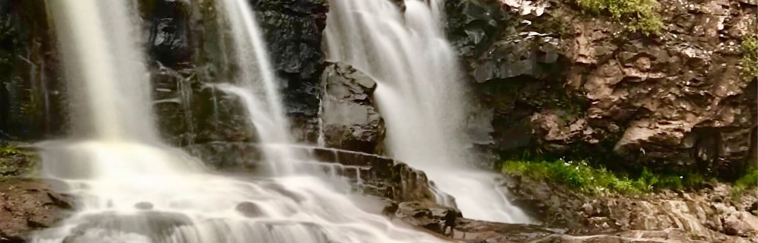 Gooseberry Falls State Park is located on the North Shore of Lake Superior just north of Two Harbors, MN.  Easy access from US Hwy 61.  Photo taken with iPhone 7 Plus long exposure.