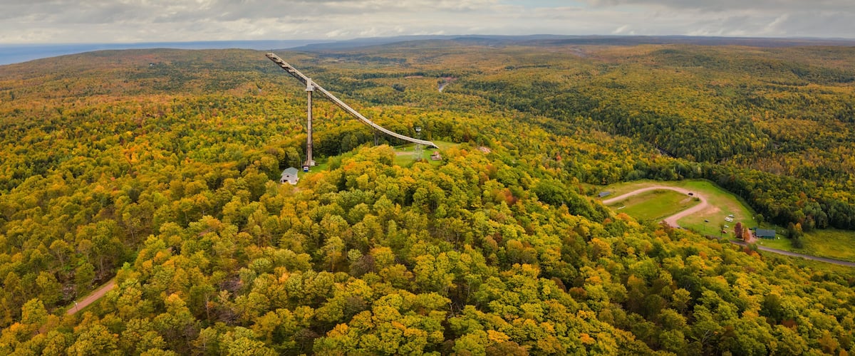 Beautiful autumn view of Copper Peak Ski  Jump near Ironwood Michigan - Upper Peninsula  - Flying hill