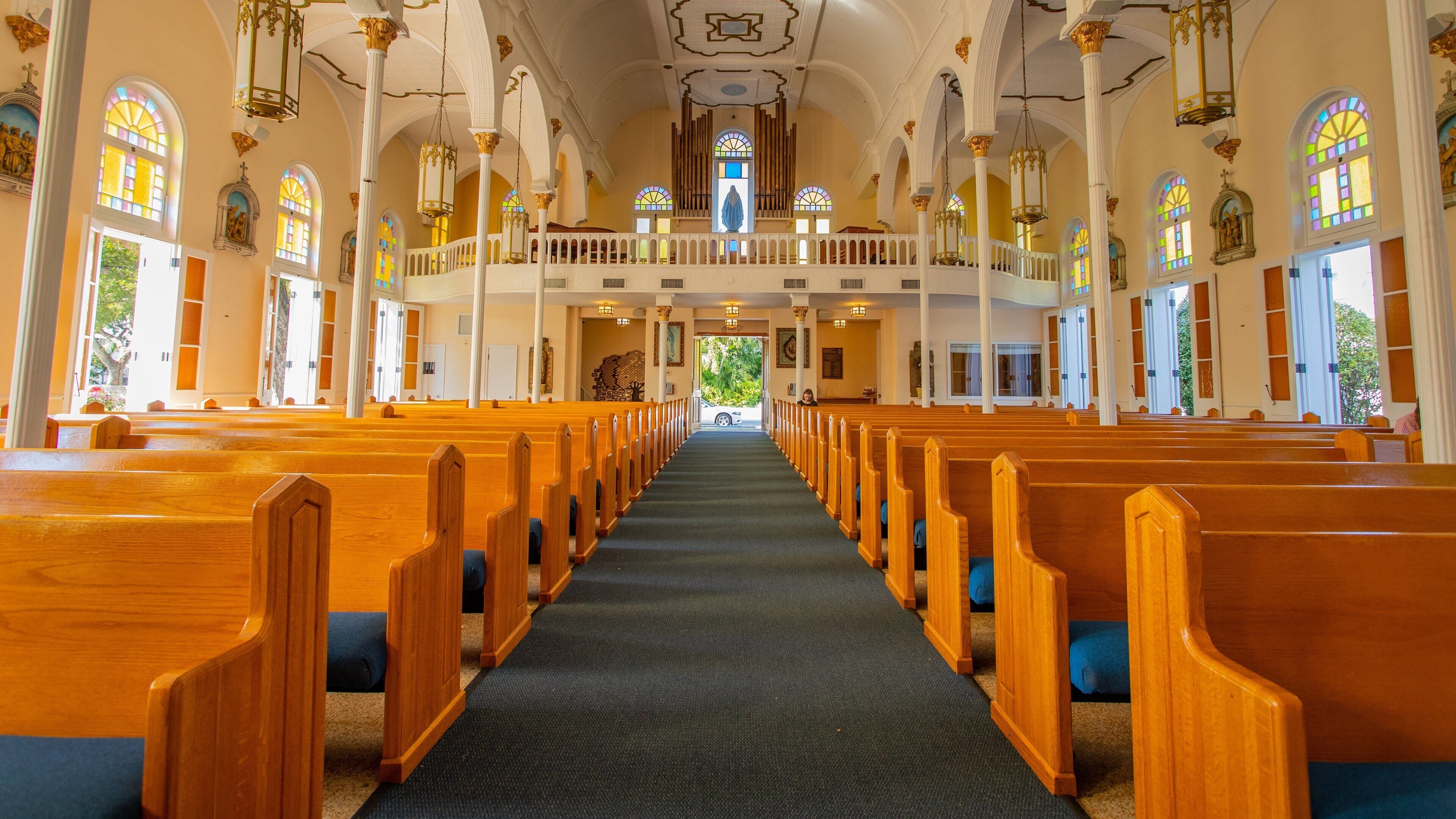 Saint Mary Star of the Sea which includes a church or cathedral and interior views