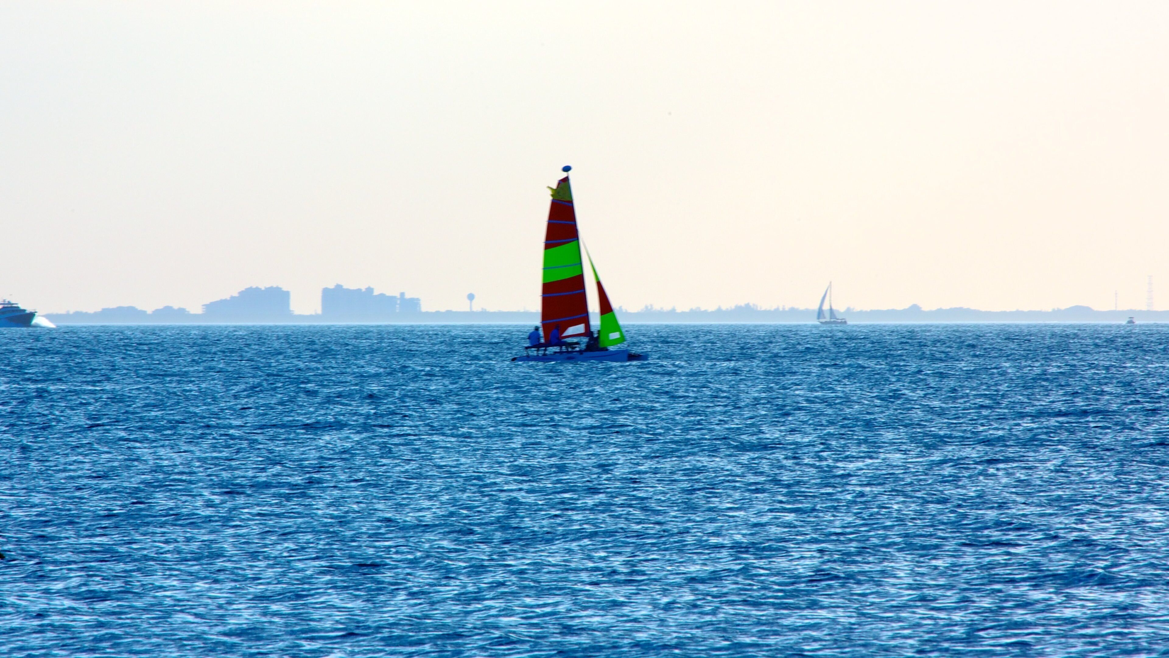 Rickenbacker Causeway Beach featuring sailing and general coastal views