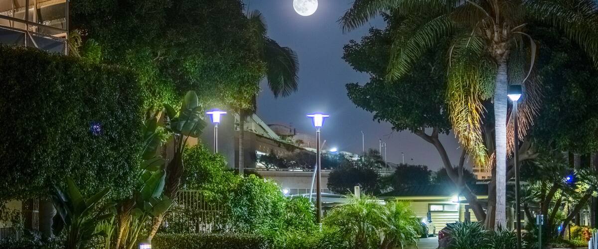 Full Moon over the convention center in San Diego, California