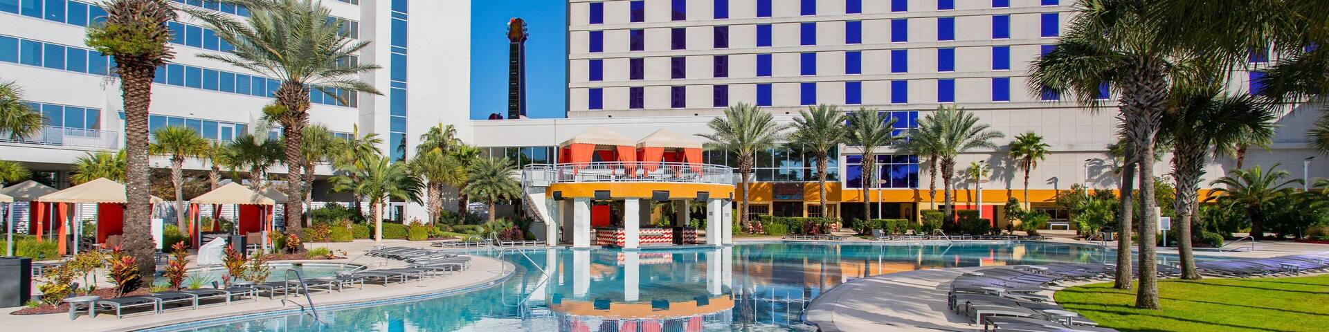 Hard Rock Casino Biloxi showing a hotel and a pool