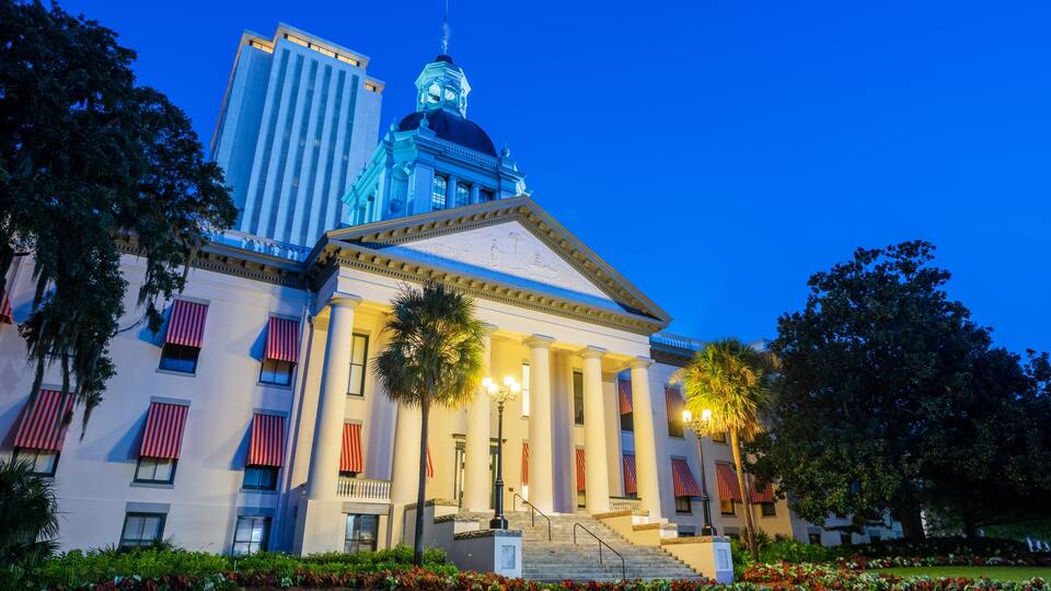 Tallahassee, Florida, USA at the Old and New Capitol Building