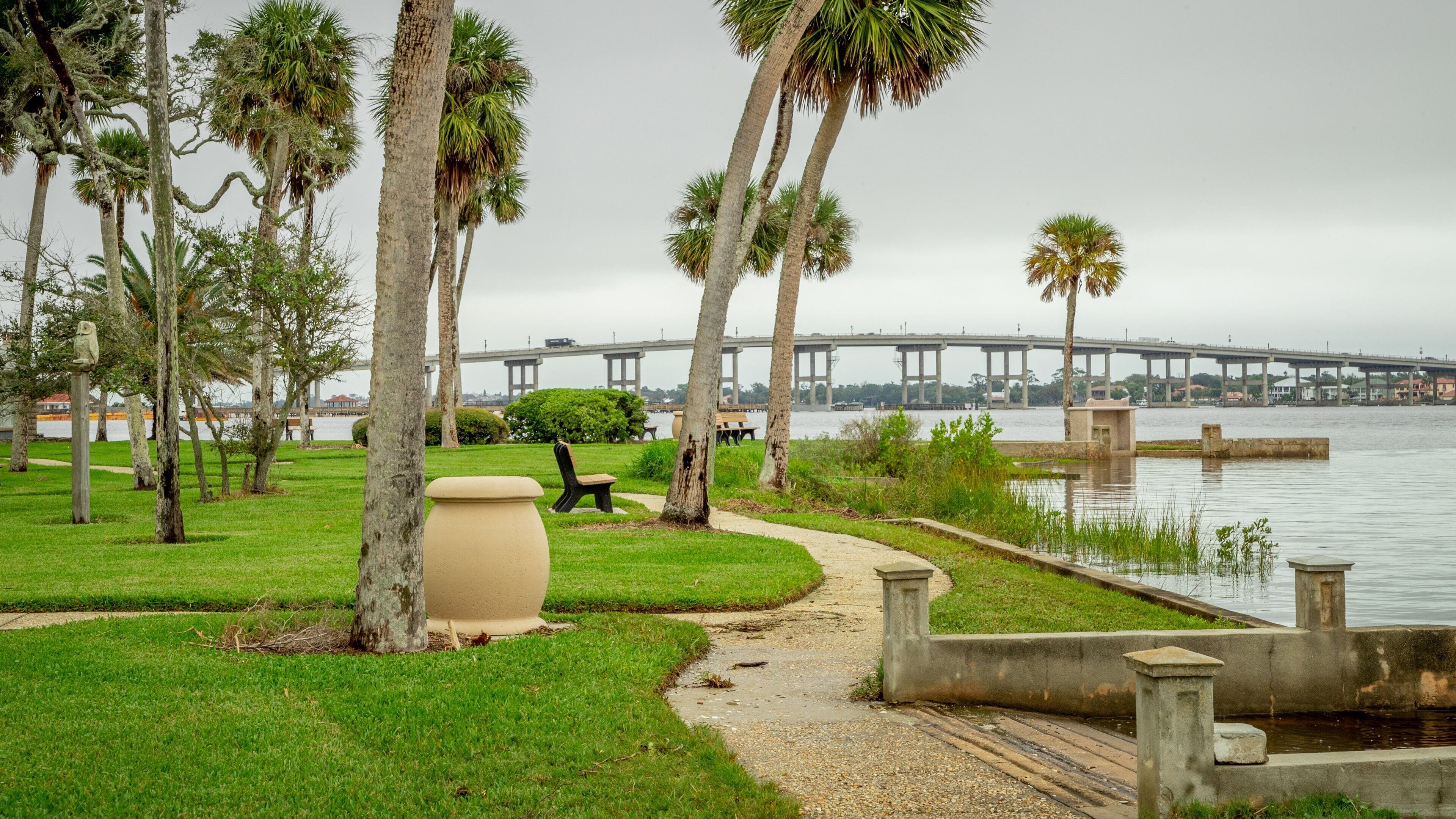 Ames Park which includes a river or creek and a garden