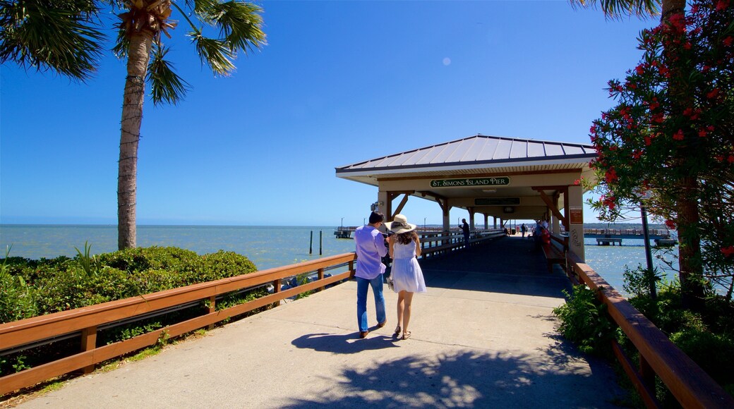 St. Simons Island Pier showing general coastal views as well as a couple