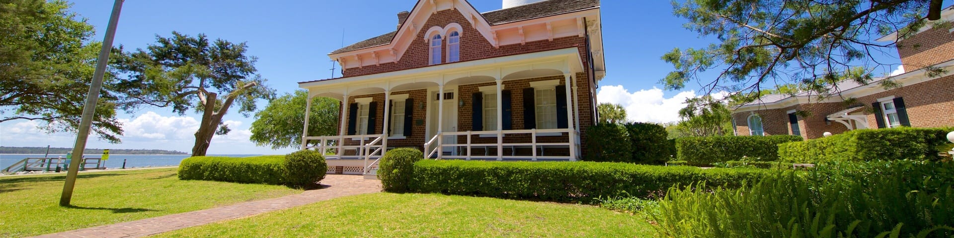 St. Simons Lighthouse Museum showing a lighthouse and a house