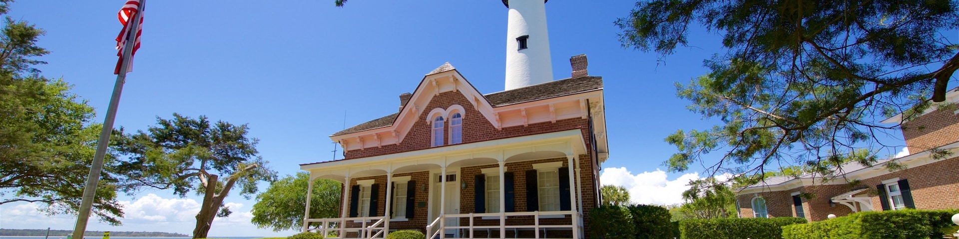 St. Simons Lighthouse Museum showing a lighthouse and a house