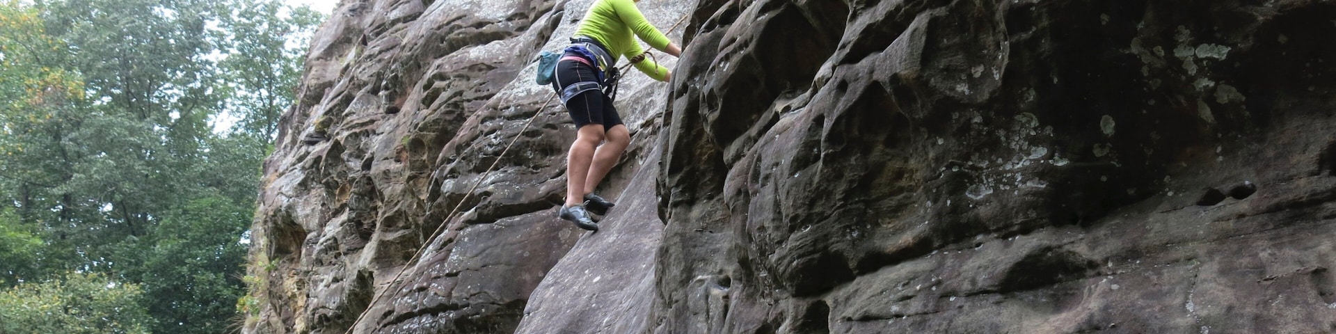 Giant City State Park featuring climbing as well as an individual femail