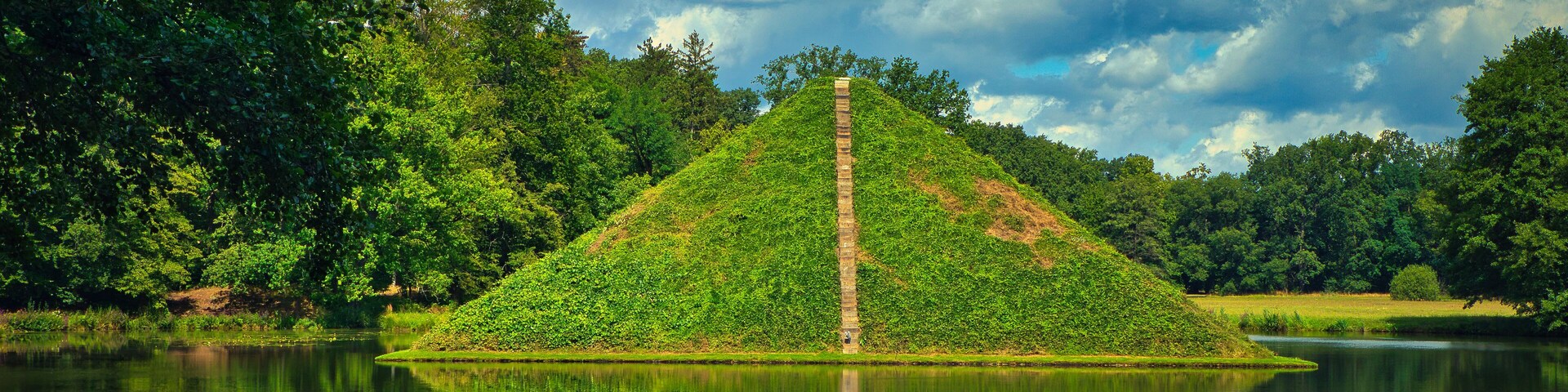 Pyramid in Branitz - Park - Cottbus - Germany - Beautiful - Water - Fürst - Pückler - Lake - Green - Isle - Reflection - Summer - Island - Cloud