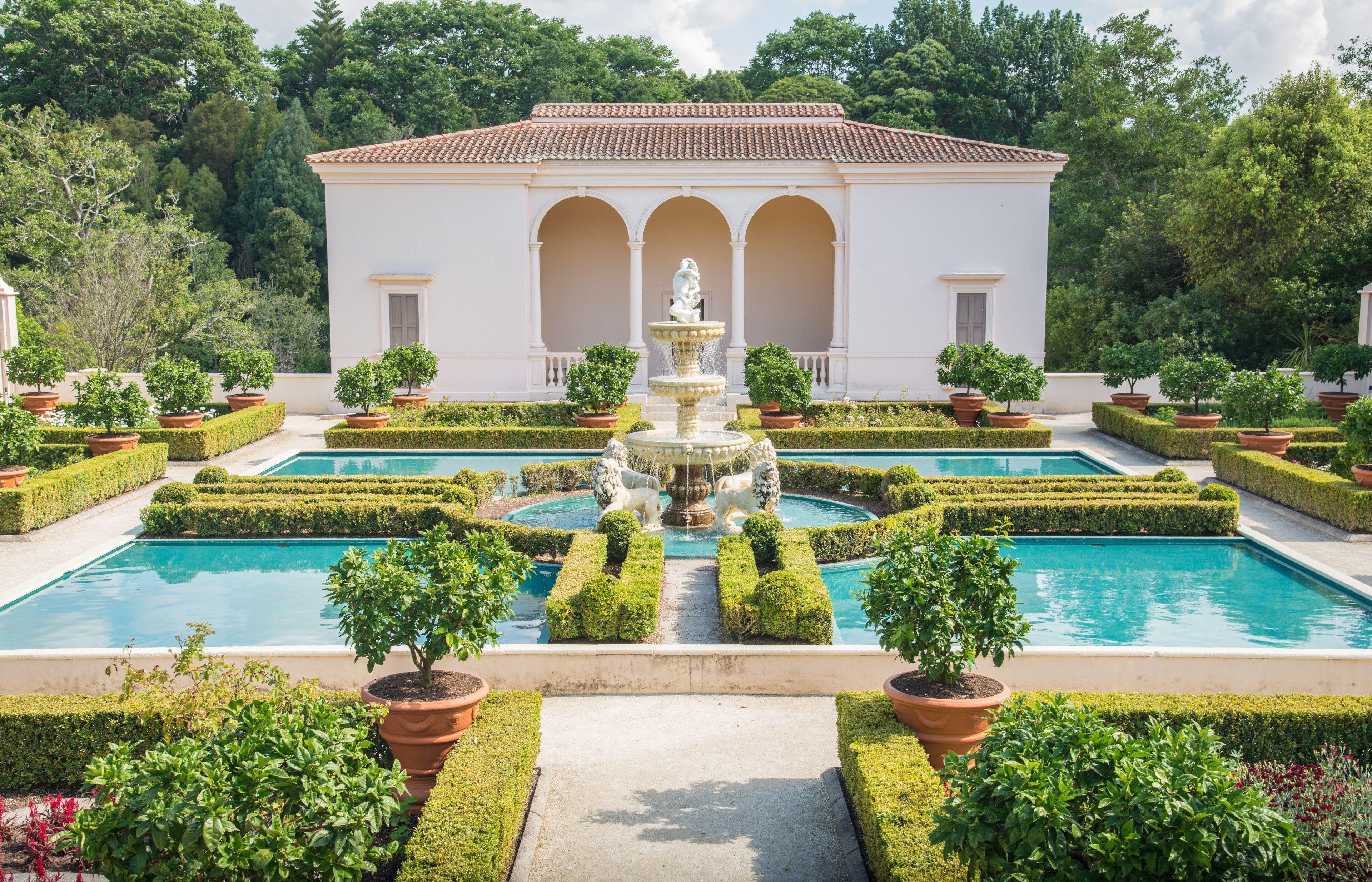 Italian Renaissance Garden in Hamilton gardens of New Zealand.