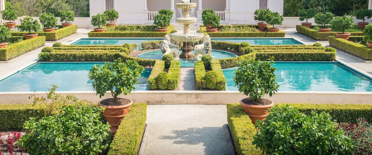 Italian Renaissance Garden in Hamilton gardens of New Zealand.