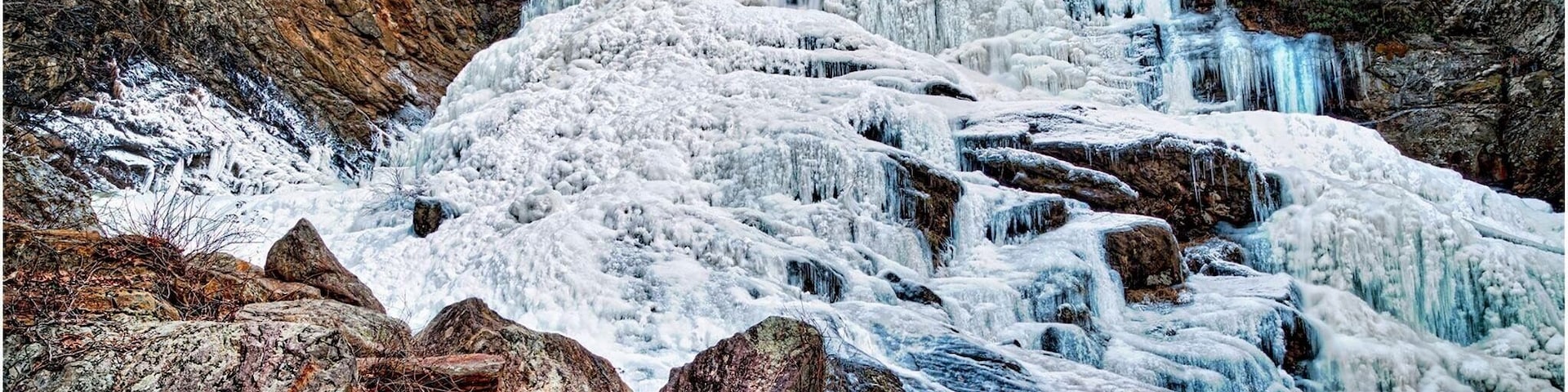 Cullasaja Falls, outside of Highlands NC, and 90% frozen over from the big freeze December 2017.