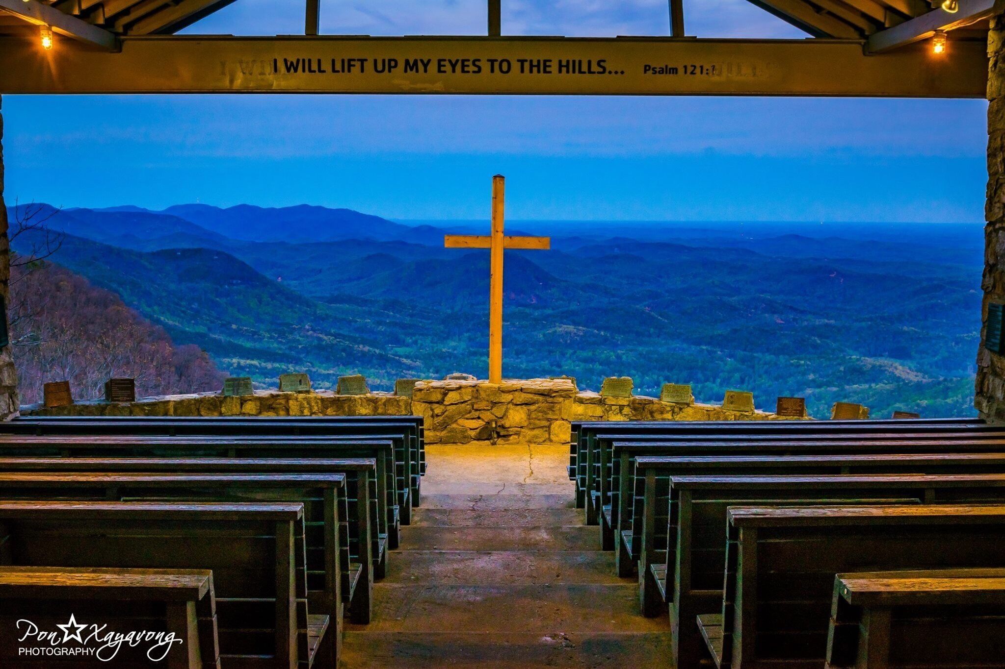 Nice little church with a beautiful Mountain view