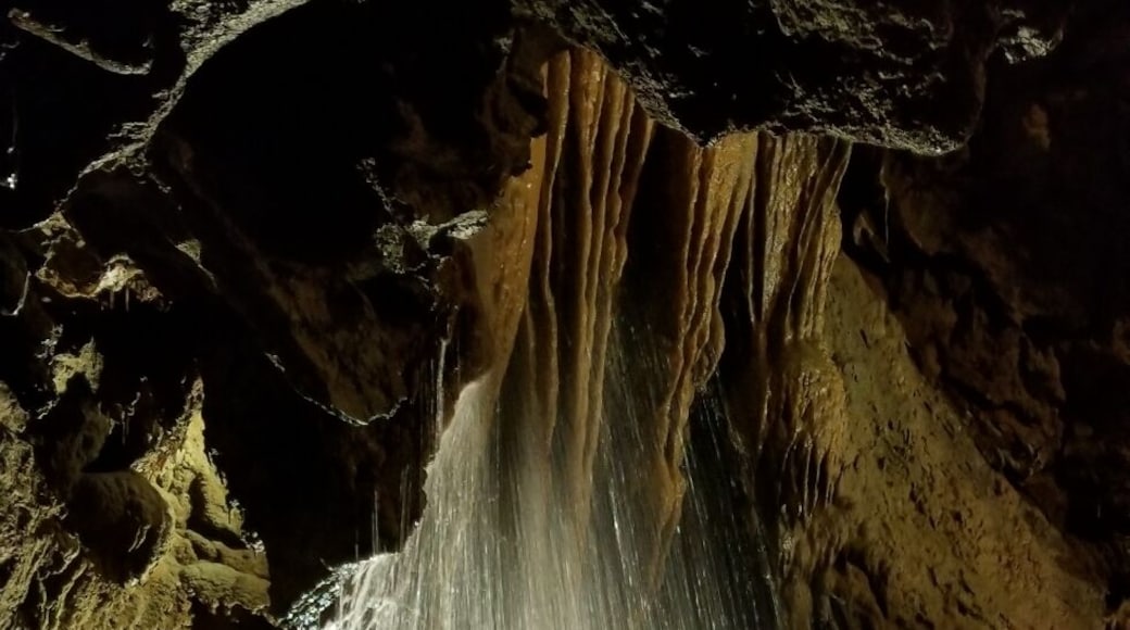 This cave featured a cool waterfall