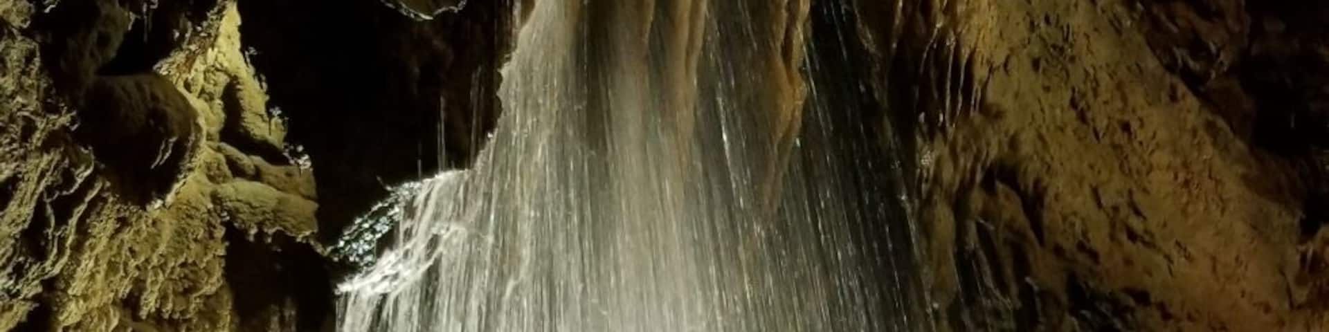 This cave featured a cool waterfall