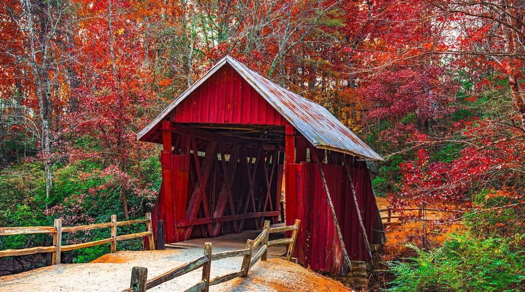 Campbells Covered Bridge in Autumn near Greenville South Carolin