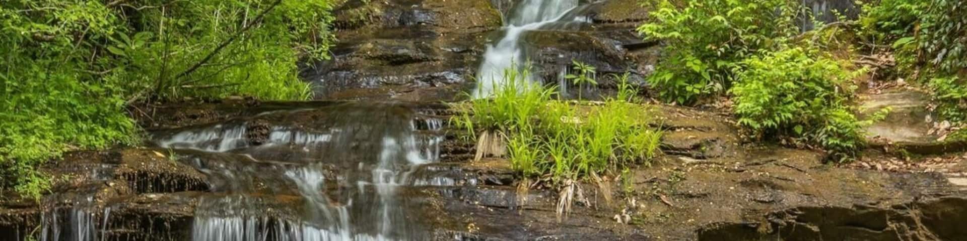 This is an easy hike from the campground parking lot to this waterfall at the Deep Creek Trail in Bryson City in the Great Smoky Mountains