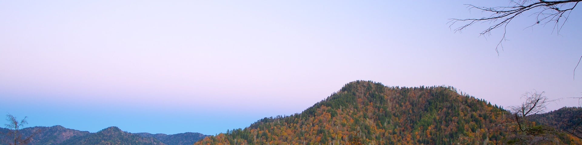 Chimney Tops featuring a sunset, landscape views and tranquil scenes