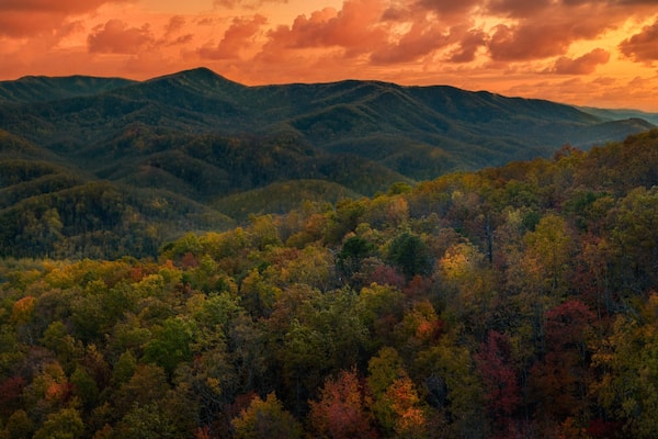 Sunset in the hills of the Smokies