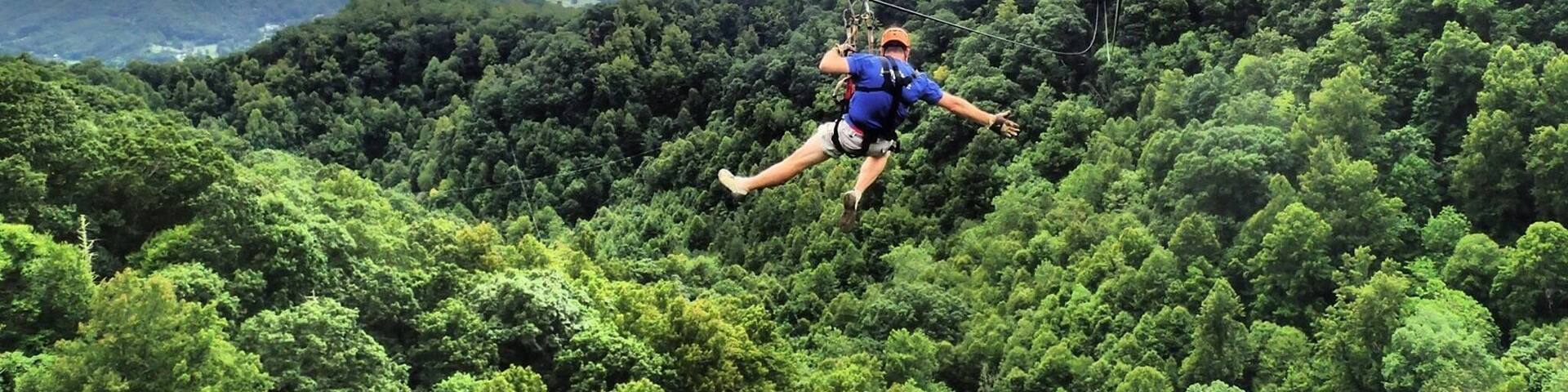 The Blue Ridge Experience's 3600 foot 2nd zip. Awesome views of the Blue Ridge Mountains!