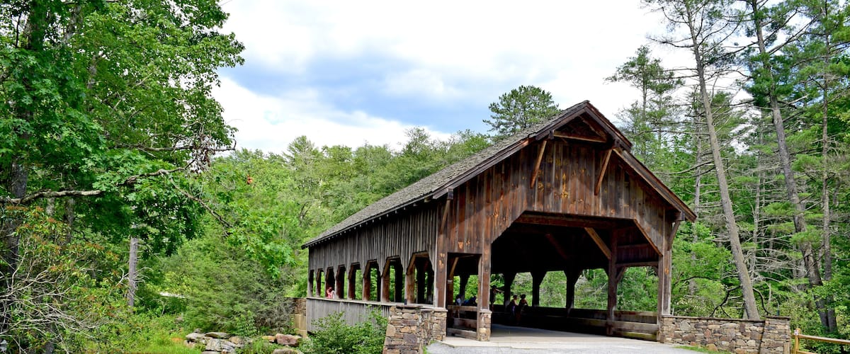House in the forest. Pisgah National Park, North Carolina. Beautiful landscape in mountain.