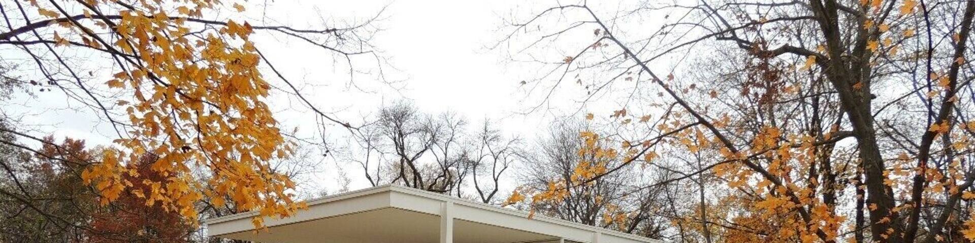 This unique weekend home built by famed German architect Mies van der Rohe (he coined the phrase 'less is more') for Dr. Edith Farnsworth comes with a famed relationship turned sour between doctor and architect. You know what they say about glass houses. Enjoy a tour of this landmark via my blog at http://www.aplacecalledroam.com/home/farnsworth-house-a-modern-minamilist-dwelling.