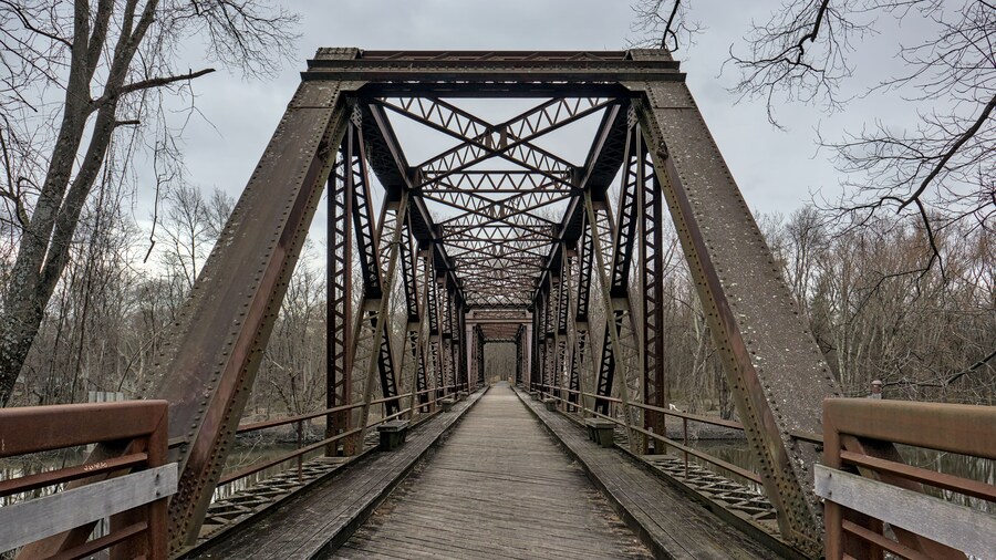 railway trestle bridge over wallkill river valley