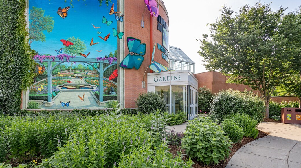 White River Gardens featuring a park and outdoor art