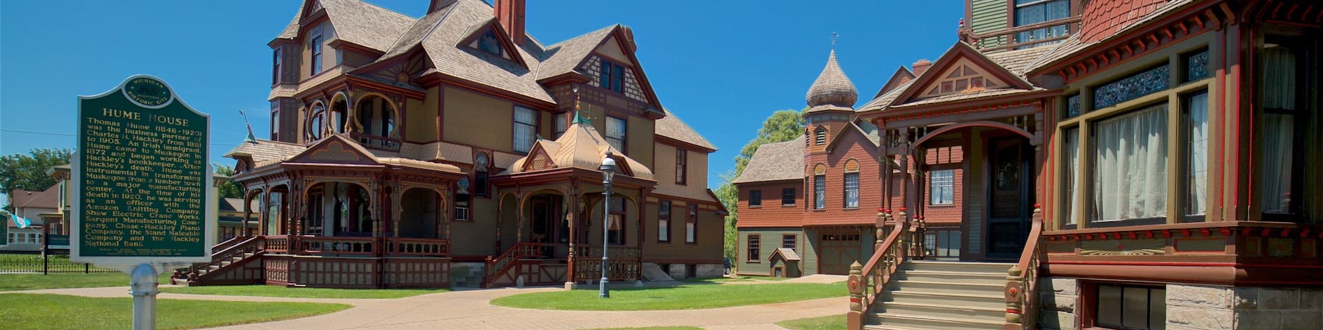 Hackley and Hume Historic Site which includes a house and signage