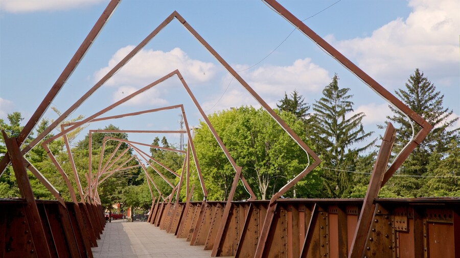 Adado Riverfront Park showing a bridge