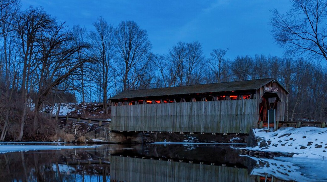 The Fallasburg bridge is part of Fallasburg park and historical villages. There is a little roadside park with a picnic table and little grill. In the summer people load and unload kayaks/canoes or tubes in the river.