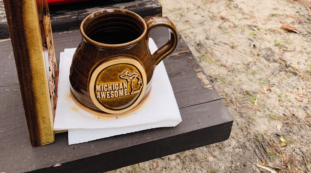 Morning coffee doesn't get much better then this. Interlochen State park is one of our favorite camping spots in Michigan. So many memories and more to be made. #camping2019
