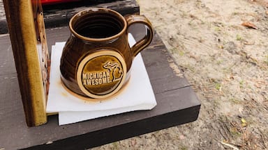 Morning coffee doesn't get much better then this. Interlochen State park is one of our favorite camping spots in Michigan. So many memories and more to be made. #camping2019