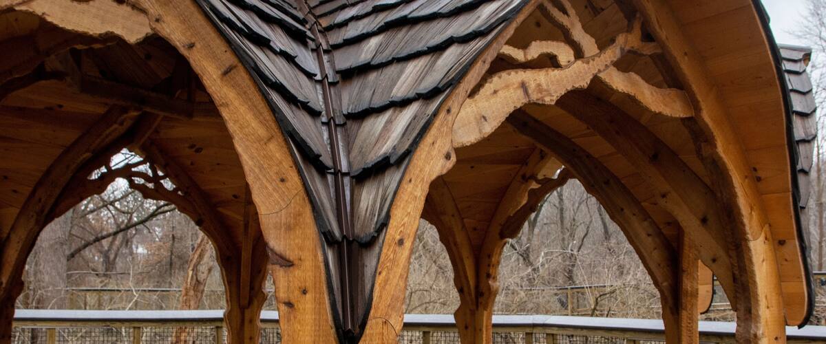 USA, Ohio, Shaker Heights, A Pavilion at the Nature Center at Shaker Lakes