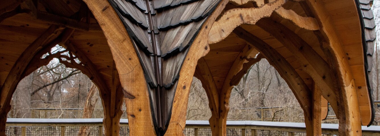 USA, Ohio, Shaker Heights, A Pavilion at the Nature Center at Shaker Lakes