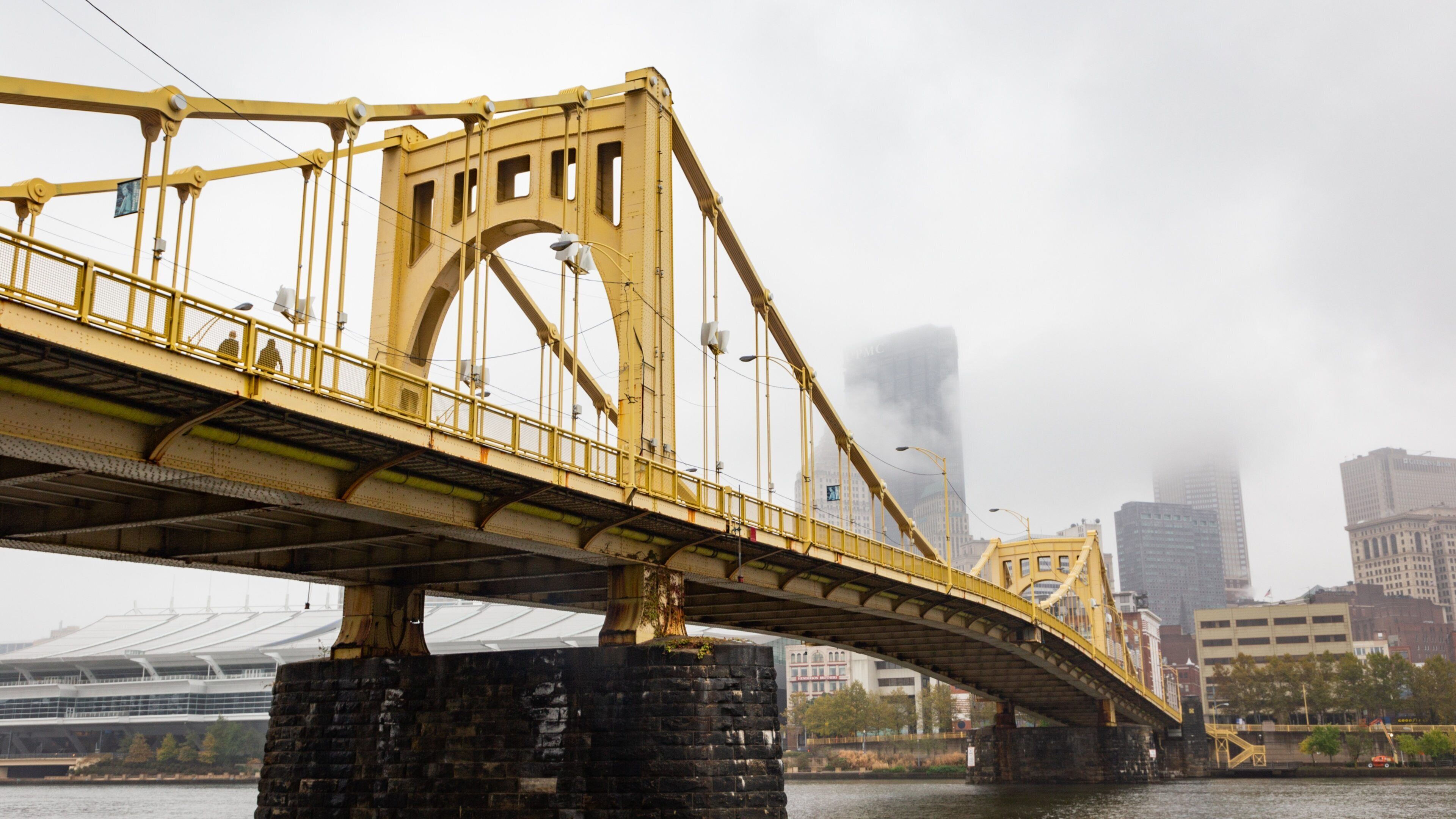 Three Rivers Heritage Trail featuring mist or fog, a bridge and a river or creek