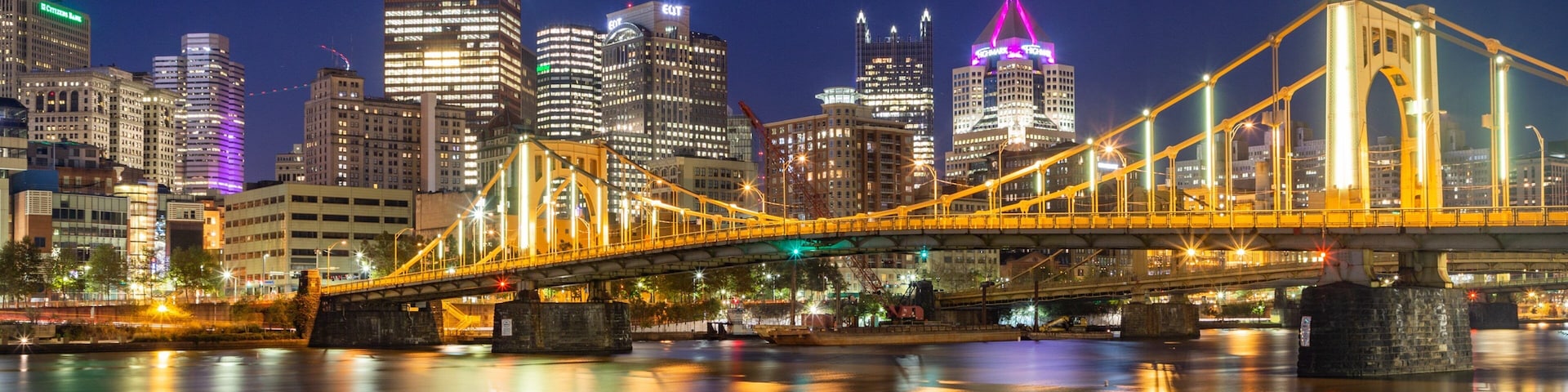 Three Rivers Heritage Trail which includes a bridge, a bay or harbor and a city