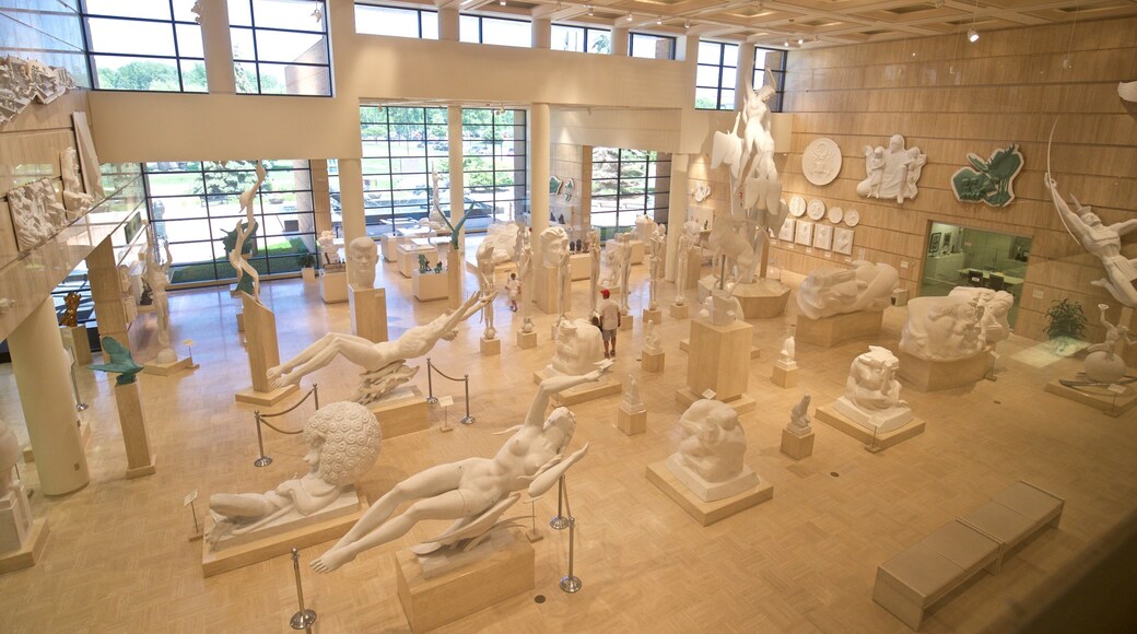 Marshall M. Fredericks Sculpture Museum which includes a statue or sculpture, art and interior views