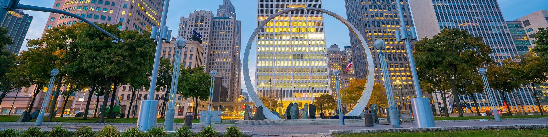 View of downtown Detroit riverfront